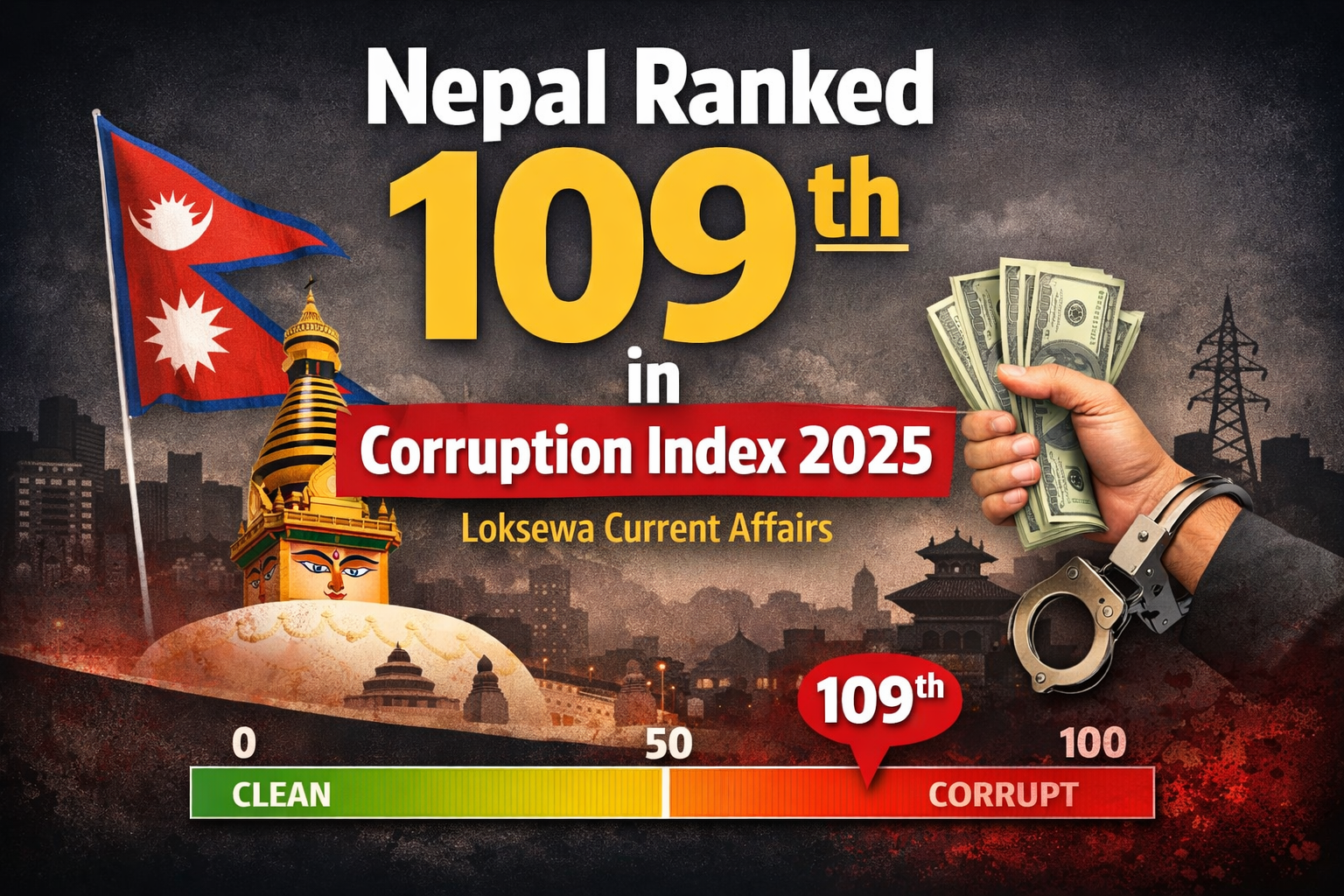 Nepal Ranked 109th in Corruption Index 2025 || Loksewa Current Affairs