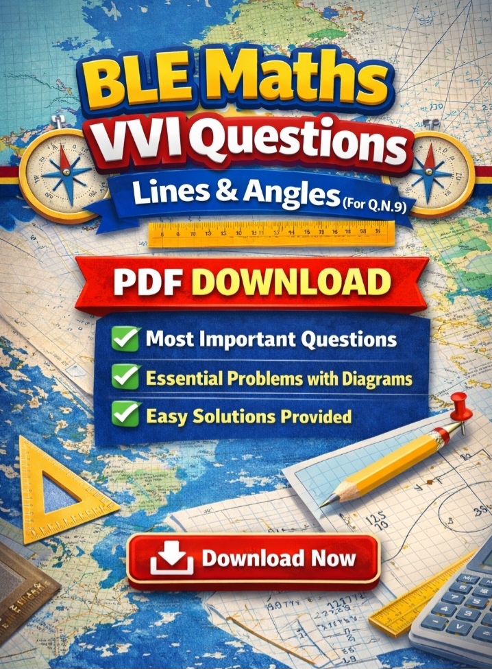 BLE Maths VVI Questions | Lines & Angles (For Q.N.9) PDF Download